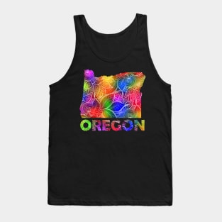 Colorful mandala art map of Oregon with text in multicolor pattern Tank Top